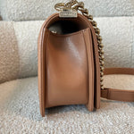 CHANEL Handbag 21K Caramel Caviar Quilted Old Medium Boy Bag LGHW - Redeluxe