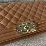CHANEL Handbag 21K Caramel Caviar Quilted Old Medium Boy Bag LGHW - Redeluxe