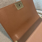 CHANEL Handbag 21K Caramel Caviar Quilted Old Medium Boy Bag LGHW - Redeluxe