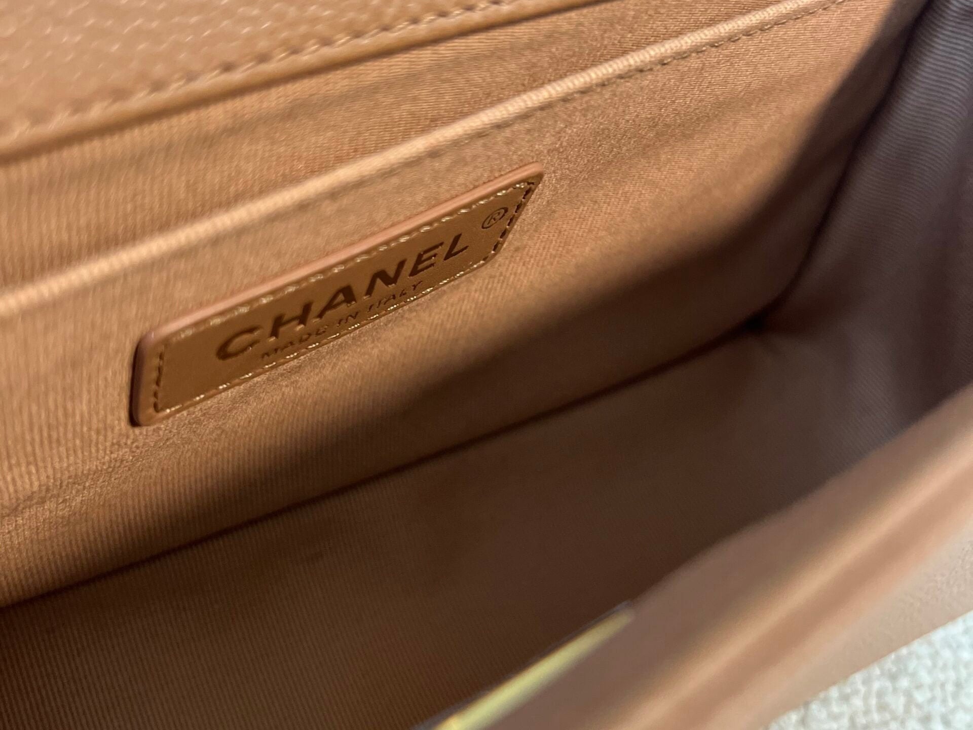 CHANEL Handbag 21K Caramel Caviar Quilted Old Medium Boy Bag LGHW - Redeluxe