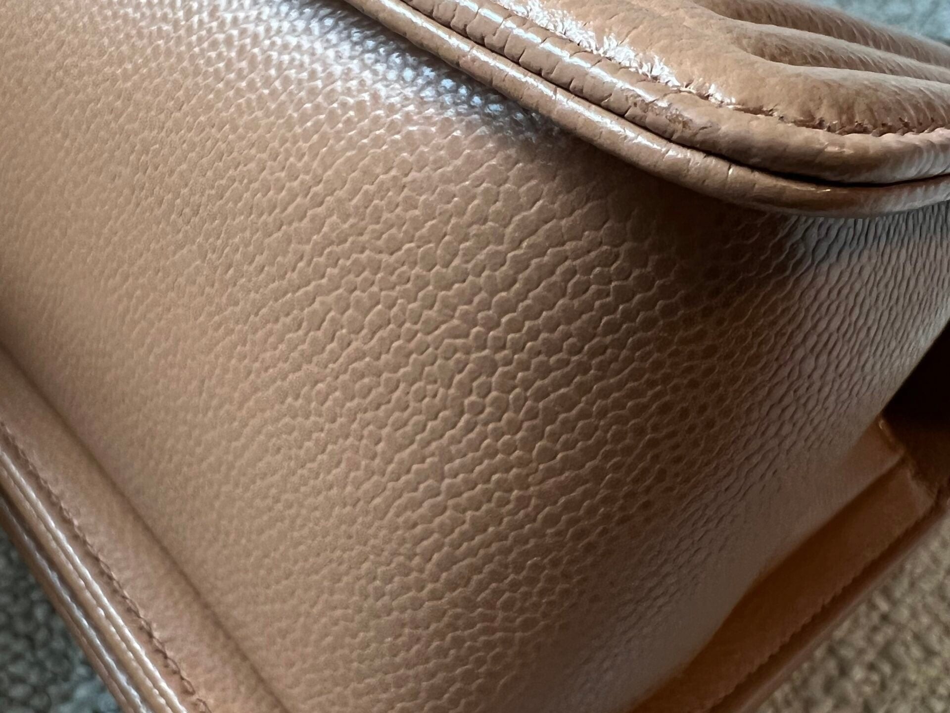 CHANEL Handbag 21K Caramel Caviar Quilted Old Medium Boy Bag LGHW - Redeluxe