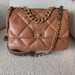 CHANEL Handbag 21K Caramel Lambskin Quilted 19 Flap Large Mixed Hardware - Redeluxe