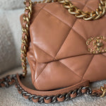 CHANEL Handbag 21K Caramel Lambskin Quilted 19 Flap Large Mixed Hardware - Redeluxe