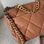 CHANEL Handbag 21K Caramel Lambskin Quilted 19 Flap Large Mixed Hardware - Redeluxe