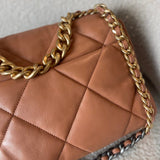 CHANEL Handbag 21K Caramel Lambskin Quilted 19 Flap Large Mixed Hardware - Redeluxe