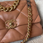 CHANEL Handbag 21K Caramel Lambskin Quilted 19 Flap Large Mixed Hardware - Redeluxe