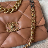 CHANEL Handbag 21K Caramel Lambskin Quilted 19 Flap Large Mixed Hardware - Redeluxe