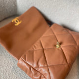 CHANEL Handbag 21K Caramel Lambskin Quilted 19 Flap Large Mixed Hardware - Redeluxe
