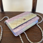 CHANEL Handbag 21K Gradient Metallic Rainbow Calfskin Quilted Wallet on Chain (WOC) - Redeluxe
