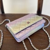 CHANEL Handbag 21K Gradient Metallic Rainbow Calfskin Quilted Wallet on Chain (WOC) - Redeluxe