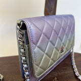 CHANEL Handbag 21K Gradient Metallic Rainbow Calfskin Quilted Wallet on Chain (WOC) - Redeluxe