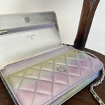 CHANEL Handbag 21K Gradient Metallic Rainbow Calfskin Quilted Wallet on Chain (WOC) - Redeluxe