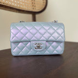 CHANEL Handbag 21K Iridescent Blue Calfskin Quilted Rectangular Mini SHW - Redeluxe