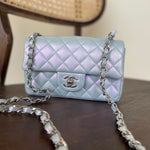 CHANEL Handbag 21K Iridescent Blue Calfskin Quilted Rectangular Mini SHW - Redeluxe