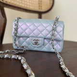 CHANEL Handbag 21K Iridescent Blue Calfskin Quilted Rectangular Mini SHW - Redeluxe