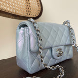 CHANEL Handbag 21K Iridescent Blue Calfskin Quilted Rectangular Mini SHW - Redeluxe