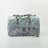CHANEL Handbag 21K Iridescent Blue Calfskin Quilted Rectangular Mini SHW - Redeluxe
