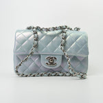 CHANEL Handbag 21K Iridescent Blue Calfskin Quilted Rectangular Mini SHW - Redeluxe