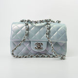 CHANEL Handbag 21K Iridescent Blue Calfskin Quilted Rectangular Mini SHW - Redeluxe