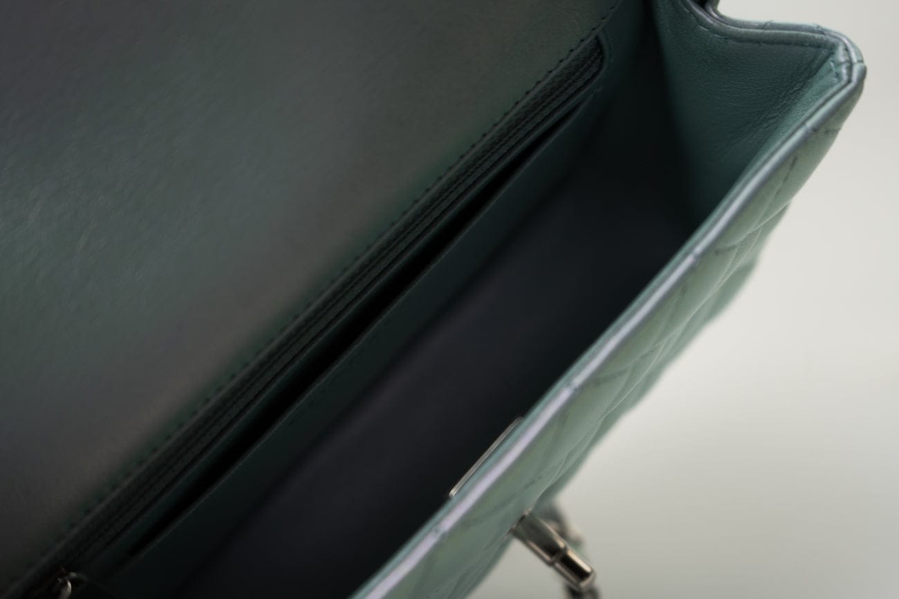 CHANEL Handbag 21K Iridescent Blue Calfskin Quilted Rectangular Mini SHW - Redeluxe