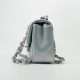 CHANEL Handbag 21K Iridescent Blue Calfskin Quilted Rectangular Mini SHW - Redeluxe