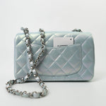CHANEL Handbag 21K Iridescent Blue Calfskin Quilted Rectangular Mini SHW - Redeluxe