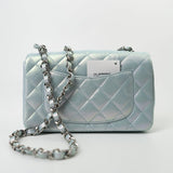 CHANEL Handbag 21K Iridescent Blue Calfskin Quilted Rectangular Mini SHW - Redeluxe