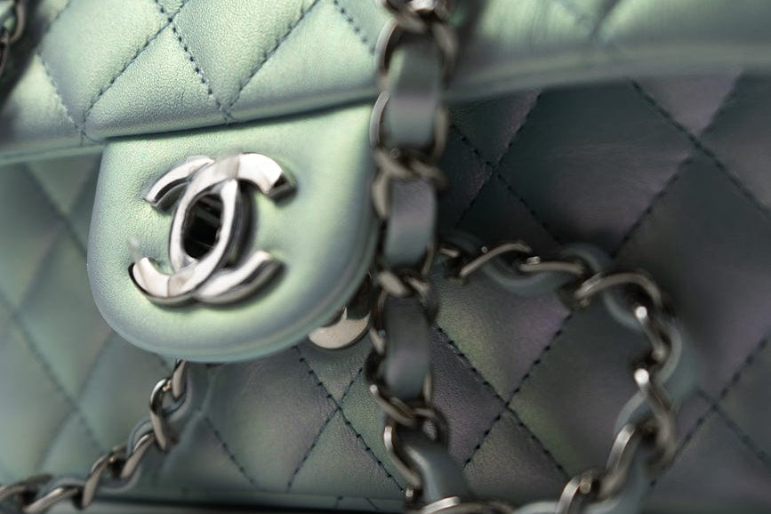 CHANEL Handbag 21K Iridescent Blue Calfskin Quilted Rectangular Mini SHW - Redeluxe