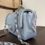 CHANEL Handbag 21K Iridescent Blue Calfskin Quilted Rectangular Mini SHW - Redeluxe