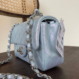CHANEL Handbag 21K Iridescent Blue Calfskin Quilted Rectangular Mini SHW - Redeluxe