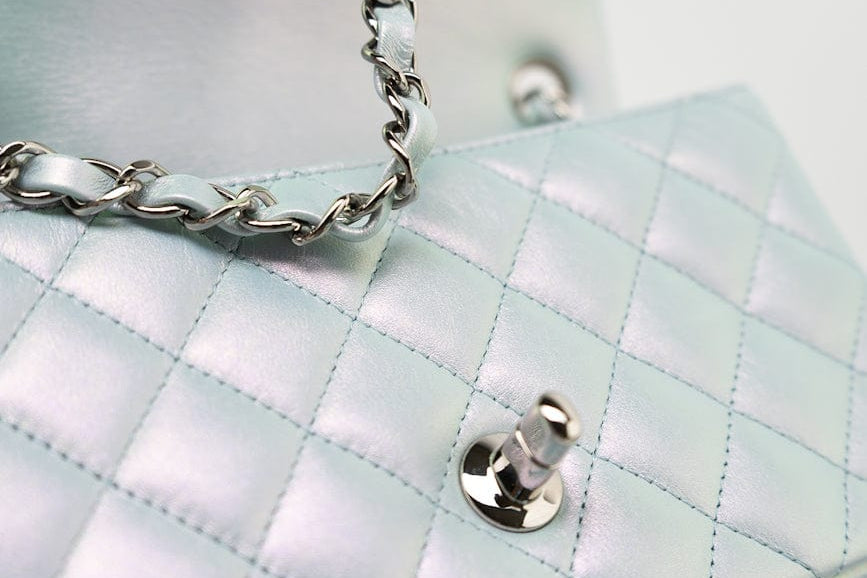 CHANEL Handbag 21K Iridescent Blue Calfskin Quilted Rectangular Mini SHW - Redeluxe