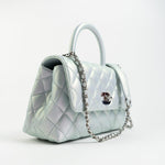 CHANEL Handbag 21K Iridescent Blue Caviar Quilted Coco Handle Small - Redeluxe