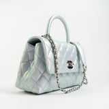 CHANEL Handbag 21K Iridescent Blue Caviar Quilted Coco Handle Small - Redeluxe