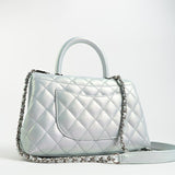 CHANEL Handbag 21K Iridescent Blue Caviar Quilted Coco Handle Small - Redeluxe