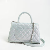 CHANEL Handbag 21K Iridescent Blue Caviar Quilted Coco Handle Small - Redeluxe