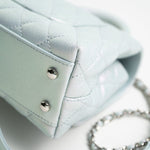 CHANEL Handbag 21K Iridescent Blue Caviar Quilted Coco Handle Small - Redeluxe