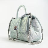 CHANEL Handbag 21K Iridescent Blue Caviar Quilted Coco Handle Small - Redeluxe