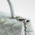 CHANEL Handbag 21K Iridescent Blue Caviar Quilted Coco Handle Small - Redeluxe