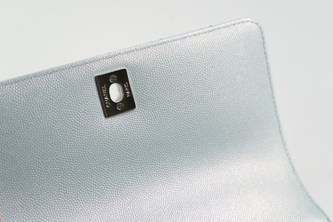 CHANEL Handbag 21K Iridescent Blue Caviar Quilted Coco Handle Small - Redeluxe