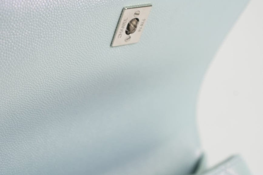 CHANEL Handbag 21K Iridescent Blue Caviar Quilted Coco Handle Small - Redeluxe