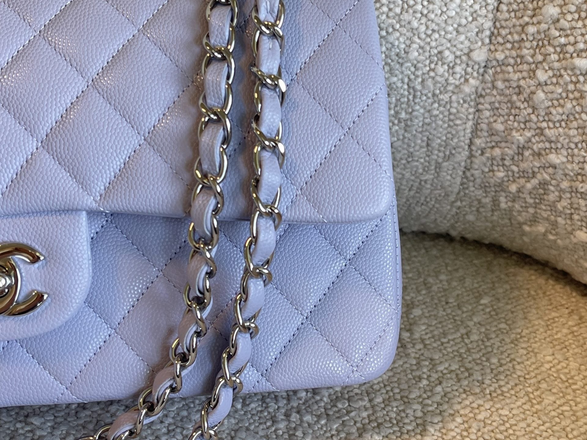 CHANEL Handbag 21K Lavender Caviar Quilted Classic Flap Medium SHW - Redeluxe