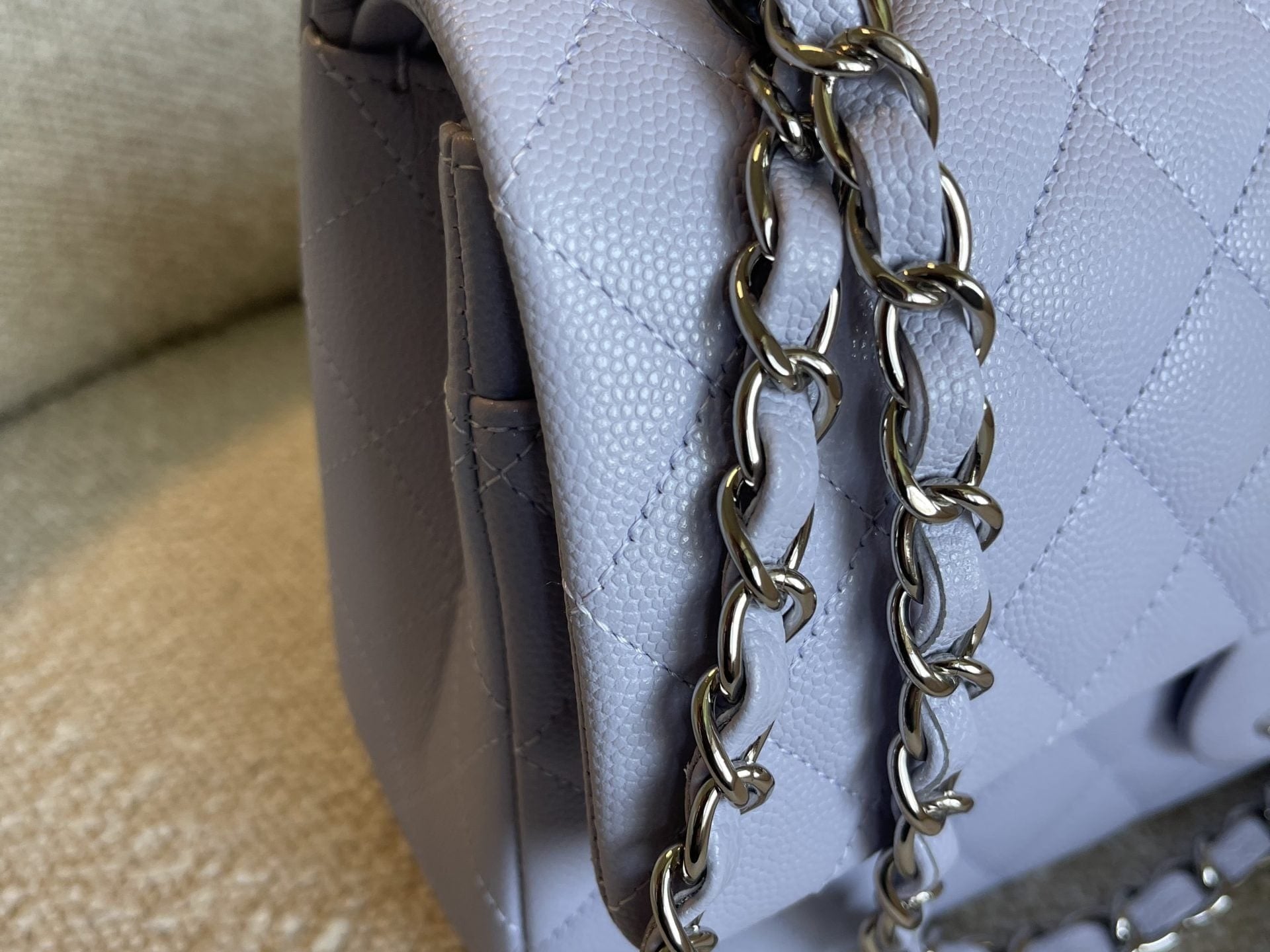 CHANEL Handbag 21K Lavender Caviar Quilted Classic Flap Medium SHW - Redeluxe
