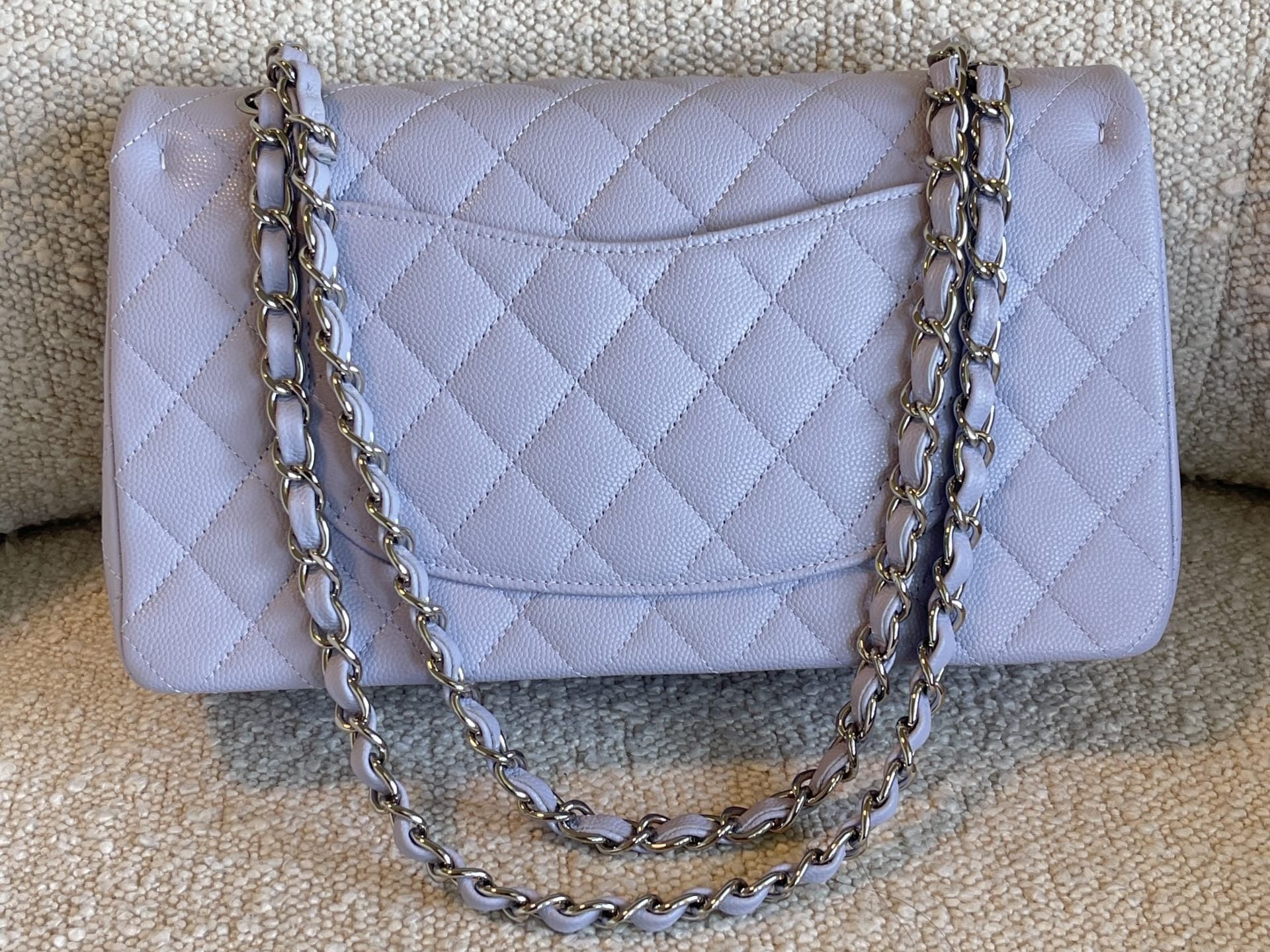 CHANEL Handbag 21K Lavender Caviar Quilted Classic Flap Medium SHW - Redeluxe