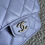CHANEL Handbag 21K Lavender Lambskin Quilted Micro Coin Purse with Chain LGHW - Redeluxe