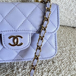 CHANEL Handbag 21K Lavender Lambskin Quilted Micro Coin Purse with Chain LGHW - Redeluxe
