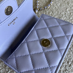 CHANEL Handbag 21K Lavender Lambskin Quilted Micro Coin Purse with Chain LGHW - Redeluxe