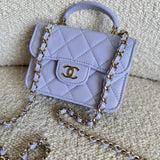 CHANEL Handbag 21K Lavender Lambskin Quilted Micro Coin Purse with Chain LGHW - Redeluxe