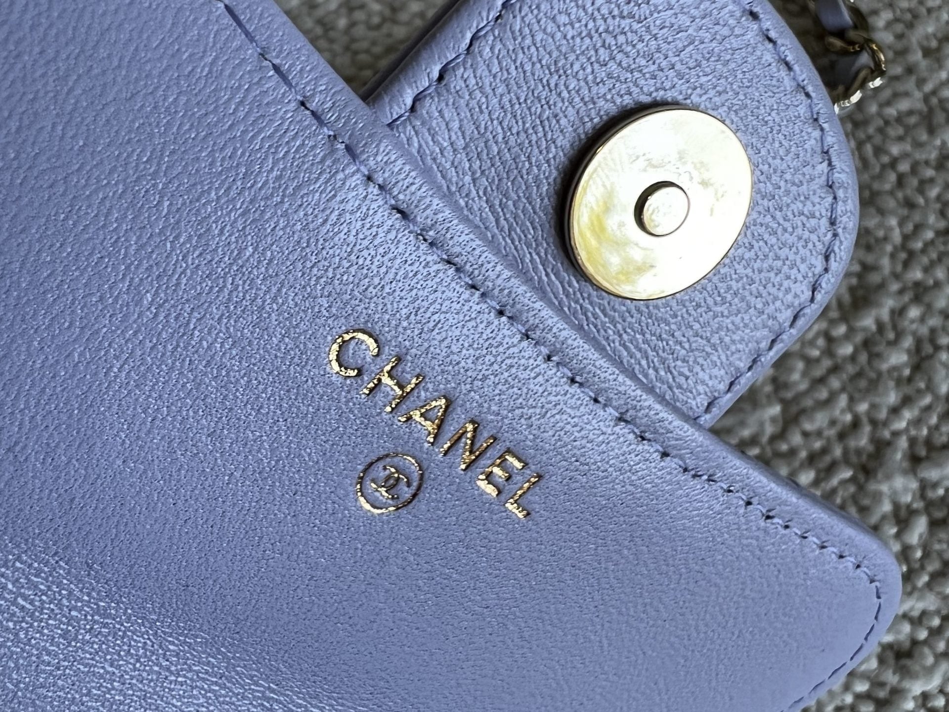 CHANEL Handbag 21K Lavender Lambskin Quilted Micro Coin Purse with Chain LGHW - Redeluxe