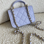 CHANEL Handbag 21K Lavender Lambskin Quilted Micro Coin Purse with Chain LGHW - Redeluxe