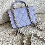 CHANEL Handbag 21K Lavender Lambskin Quilted Micro Coin Purse with Chain LGHW - Redeluxe